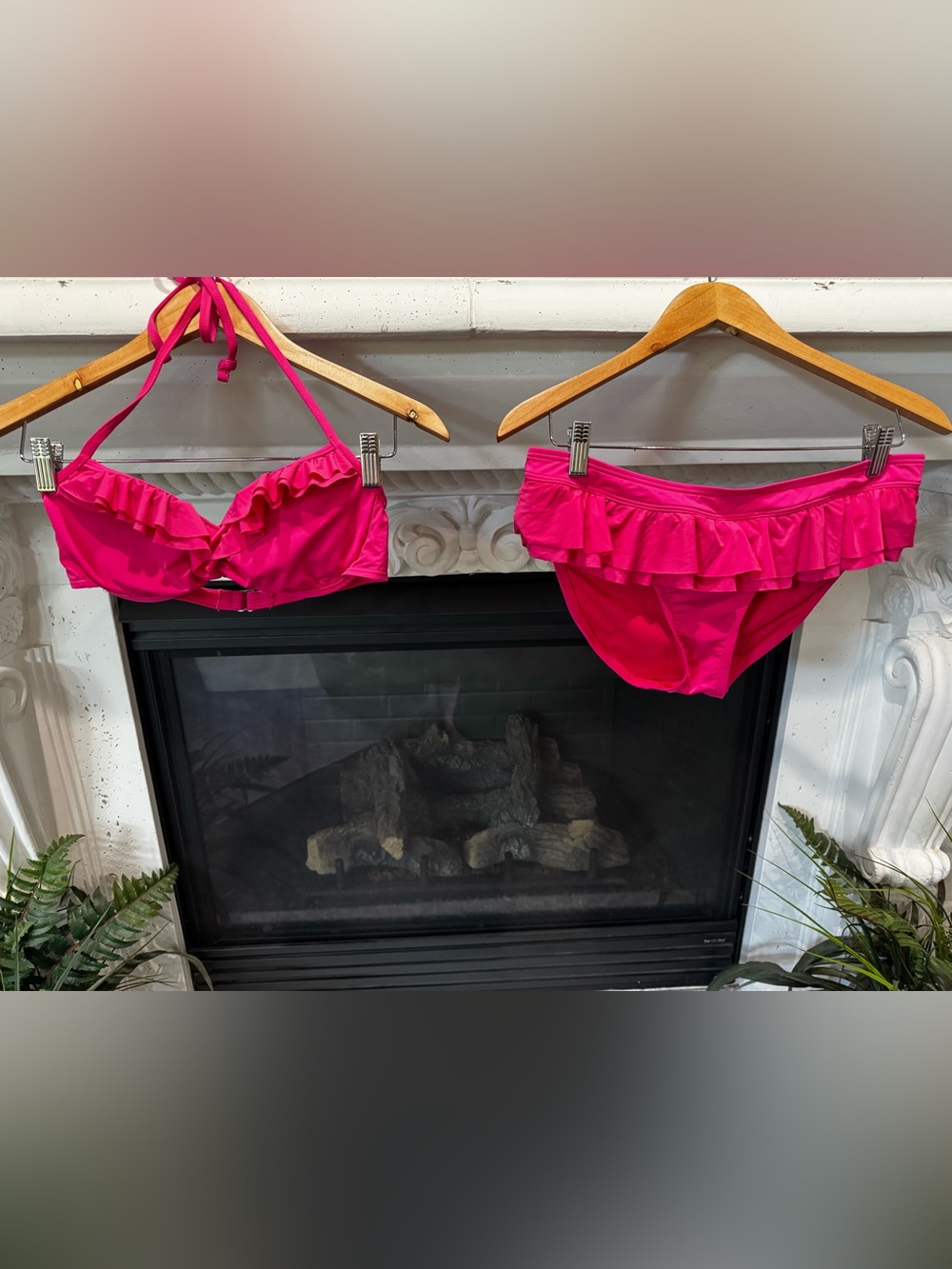 Kenneth Cole Reaction Bright Pink Ruffle Bikini